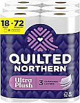 18-Pack Quilted Northern Toilet Paper Mega Rolls (Ultra Plush) $15