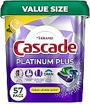 57-Count Cascade Platinum Plus Dishwasher Pods (Lemon) $13.79 (Reg $22.99)