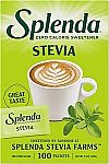 100 Count SPLENDA Stevia Zero Calorie Sweetener Packets $1.10