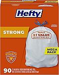 90-Count 13-Gallon Hefty Strong Tall Kitchen Trash Bags $9.74
