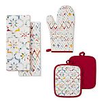 Mainstays Ogee Tile Kitchen Towel, Pot Holder, and Oven Mitt Set $4