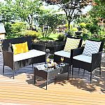 Costway 4-Piece Wicker Patio Conversation Set $198 and more