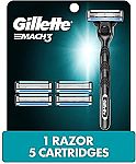 Gillette Mach3 Men's Razor Handle + 5 Blade Refills $8.39