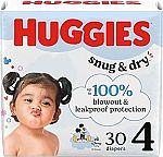 30 Count Huggies Size 4 Diapers, Snug & Dry Baby Diapers, Size 4 $6.99