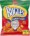 14.5 oz Bugles Tabasco Flavored Crispy Corn Snacks, Hot and Cheesy $2.77