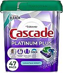 47-Count Cascade Platinum Plus Dishwasher Pods $14.94