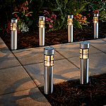 6-pack Mainstays Solar Powered Stainless Steel Bollard Landscape Path Light, 10 Lumens $9.97