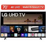 LG 70” 4K UHD Smart TV $349, 75" $399