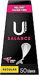 50-Count U by Kotex Balance Daily Panty Liners $2.51