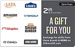 $50 Zift Zillions eGift Card (Amazon, Lowe's, Staples & More) $42.50 & More