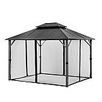 10' x 12' Hampton Bay Parksbury Antique Pewter Hard Top Gazebo w/ Mosquito Netting $490 + Free Shipping