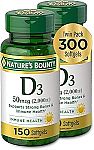 2-Pack 150 Count Nature's Bounty 50mcg (2000IU) Vitamin D3 Softgels $8.53 (Reg $22)