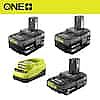 RYOBI ONE+ 18V Starter Kit with (2) 4.0 Ah Li-Ion Batteries, (1) 2.0 Ah Battery, and Charger $99