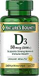 240 Softgels Nature's Bounty 2000IU Vitamin D3 $5.28