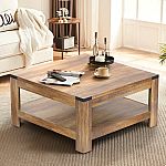 Zara Square Coffee Table With 2-tier Storage Shelves $79.99 and more