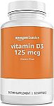60 Count  Amazon Basics - Vitamin D3, 125 mcg Softgels $2.38