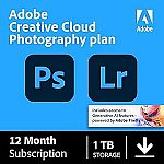 Adobe Creative Cloud Photography Plan 1TB (Photoshop + Lightroom) | 12-month Subscription with auto-renewal $99.99