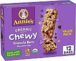 12 Count Annie's Organic Chewy Granola Bars, Chocolate Chip $3.56