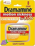 8 Count Dramamine Kids Chewable, Motion Sickness Relief $1.60