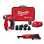 Milwaukee M12 FUEL 12V Lithium-Ion Brushless Cordless 4-in-1 Installation 3/8 in. Drill Driver Kit W/ M12 3/8 in. Ratchet $169