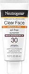 3 Fl Oz Neutrogena Clear Face SPF 30 Sunscreen Lotion for Acne-Prone Skin $2.39
