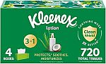 4-Box 180-Count Kleenex Lotion Facial 3-Ply Tissues $8
