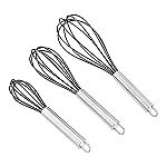 3-pack Amazon Basics Stainless Steel and Silicone Non-Stick Coated Whisk Set $6.99