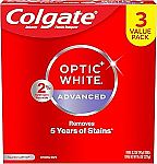3-Pk 3.2-oz Colgate Optic White Advanced Hydrogen Peroxide Toothpaste $6