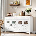 Almus 55" Sideboard with 4 Glass Doors, 2 Large Drawers and Adjustable Shelves $219.99 and more