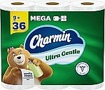 Charmin Ultra Gentle Toilet Paper, 9 Mega Rolls $10