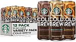 12-pack Starbucks Cold Brew Coffee, 3 Flavor Variety Pack $20.60