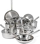 14-Piece Tramontina Tempo Tri-Ply Base Stainless Steel Cookware Set w/ Glass Lids $160.99