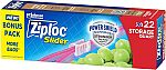 22-Ct Ziploc Quart Food Storage Slider Bags $2