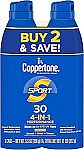 2-pack 5.5 Oz Coppertone Sport Sunscreen Spray SPF 30 $5.12