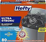 80-Ct 13-Gal Hefty Ultra Strong Tall Kitchen Trash Bags $10.17
