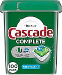 100-Count Cascade Complete Dishwasher Pods $15.97