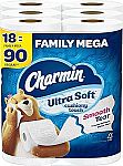 36-Count Charmin Family Mega Toilet Paper (Ultra Soft or Strong) + $15 Amazon Credit $53.58 + $15 Amazon Credit + $15 Rebate