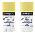 2 Count Neutrogena Sheer Zinc Oxide Kids Mineral Sunscreen Stick 1.5 Oz $13.50
