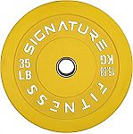 35-Lb Single Signature Fitness Olympic Bumper Plate Weight Plate w/ 2" Steel Hub $15.99