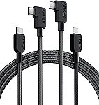 2-Pack 6' Anker 240W USB-C 90-Degree Right Angle Braided Cable $9.99