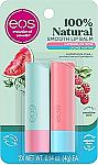 2-Pack eos 100% Natural Lip Balm Sticks - Watermelon Frosé and Lychee Martini $2.24