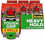 6-Pack Scotch Tough Grip Packing Tape, Clear (1.88 in. x 22.2 yd.) $10.40