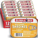 12-pack Bumble Bee Sardines in Mustard Sauce, 3.75 oz Tin $9.54 and more