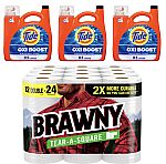 3 x 117-Oz Tide Oxi Boost Laundry Detergent + 12 Rolls Brawny Paper Towels $50 + Get $15 Amazon Credit