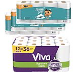 48 Ct Angel Soft Mega Rolls Toilet Paper + 12 Ct Viva Triple Roll Paper Towels $51 + Get $15 Amaon Credit