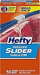 112-Ct Hefty Slider Freezer Kitchen Storage Bags, Gallon Size $10.63