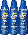 3-Pack 5.5-Oz Coppertone Sport Sunscreen Spray SPF 50 $12.82