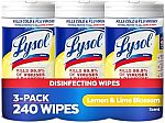 3-pack 80 Count Lysol Disinfectant Wipes $8.75