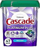 47 Count Cascade Platinum Plus Dishwasher Pods $12.25