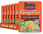 6-Pack 8.8-Oz BEN'S ORIGINAL Ready Rice (Whole Grain Brown) $8.44